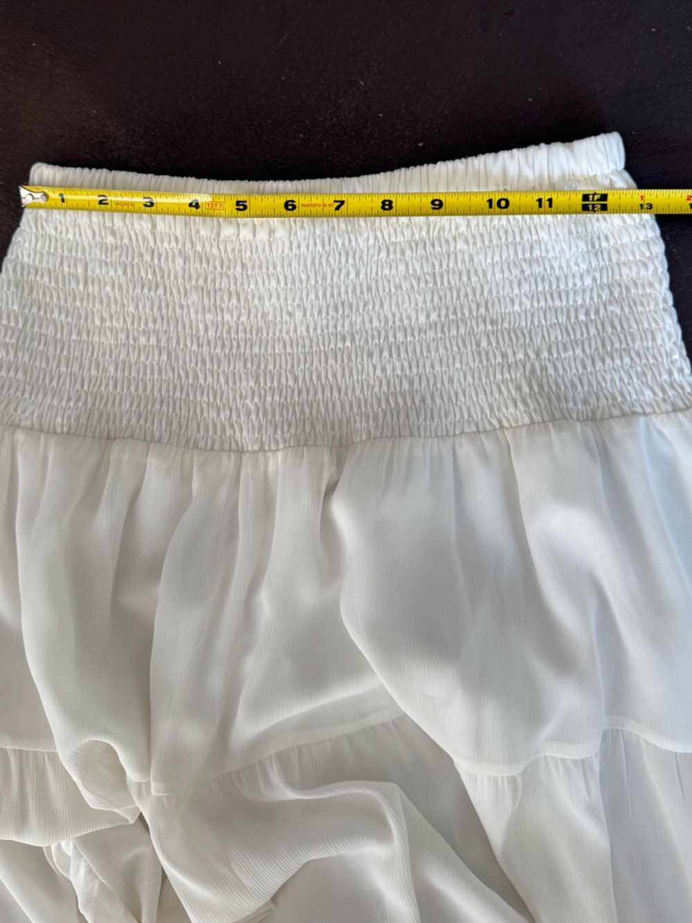 Women’s White Smocked Waist Tiered Maxi Skirt Size Medium Boho Summer Long - Picture 12 of 15